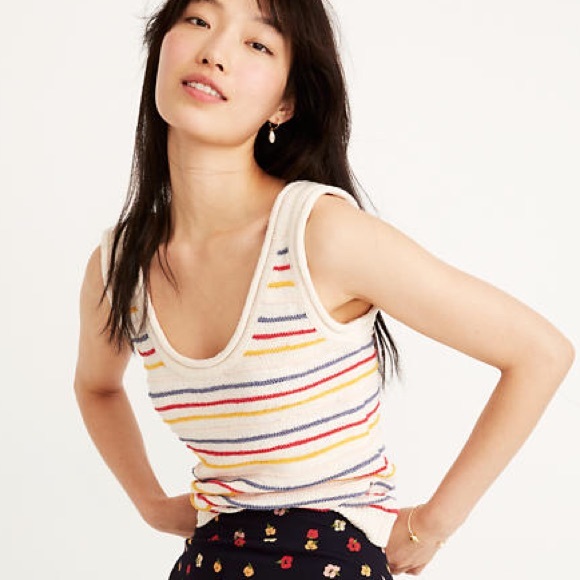 NWT Madewell Scoop Sweater Tank in Allgood Stripe - Picture 3 of 11